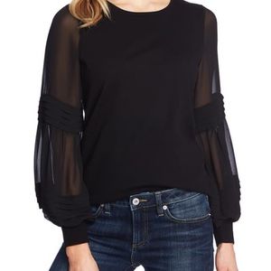 [cece] black sandy ballon sleeve pullover